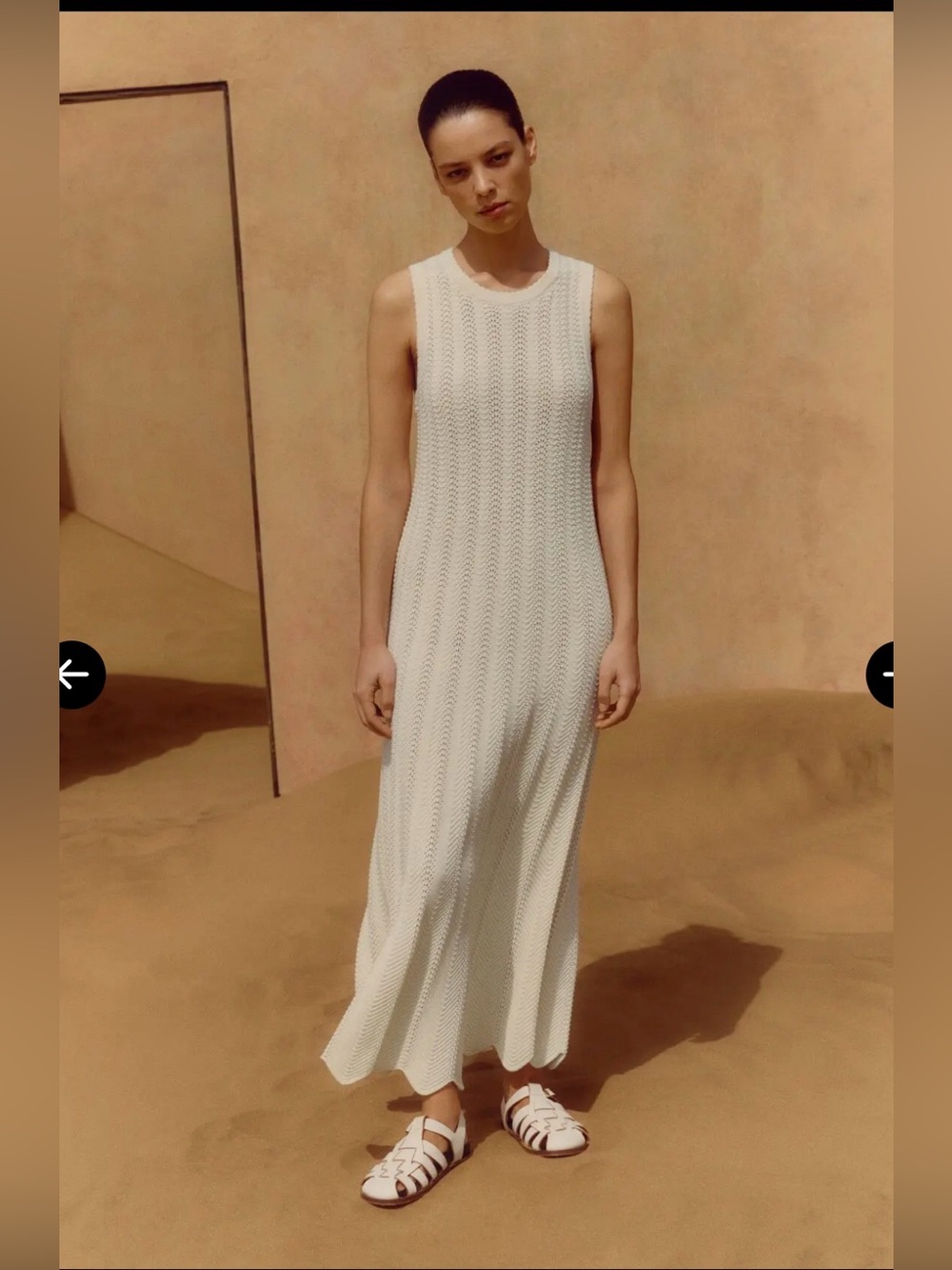 ME+EM Textured Cotton Knit Scallop Maxi dress